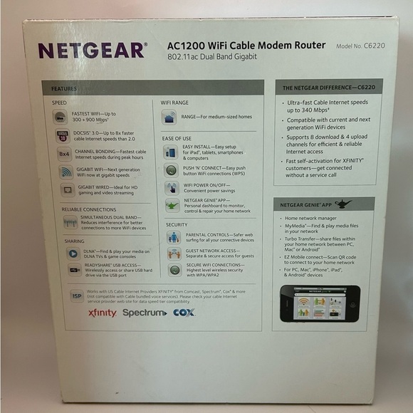 AC 1200 WiFi Cable Modem Router - 802.11 ac Dual Band Gigabit - Up to 340 Mbps - Picture 15 of 16